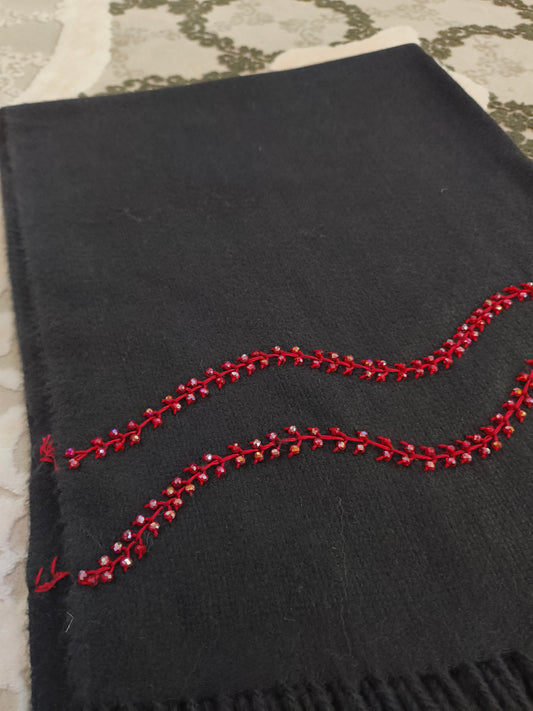 Black Wool-Cahsmere Stole